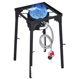Single Burner Outdoor Propane Gas Stove, 100,000 BTU Propane LPG Gas Camping Stove, Heavy Duty Carbon Steel Outdoor Cooker