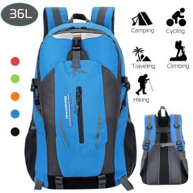 36L Travel Backpack Waterproof Hiking Daypack with Multiple Compartments and Pockets, Nylon Backpack for Camping (Color: Blue)