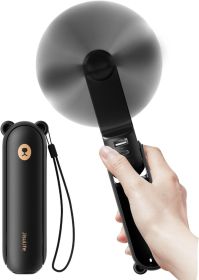 Handheld Fan with 4500 mAh Powerbank Max 37 Hours Runtime, Pocket Portable Battery Operated or USB Powered Folding Personal Fan, 3 Speeds (Color: Black)
