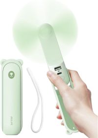 Handheld Fan with 4500 mAh Powerbank Max 37 Hours Runtime, Pocket Portable Battery Operated or USB Powered Folding Personal Fan, 3 Speeds (Color: Green)