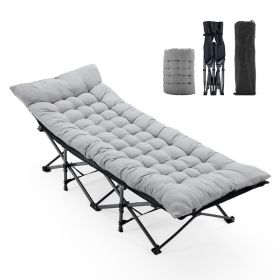 Foldable Camping Bed With Mattress, Sturdy And Durable Folding Bed (Option: Grey)